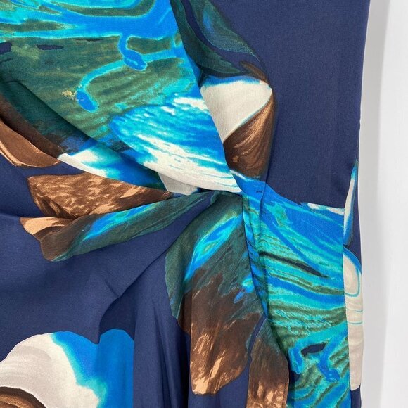 Anthropologie Blue Floral 10% Silk Magnifield Corolla Asymmetrical Hem Size 0 - Picture 3 of 11
